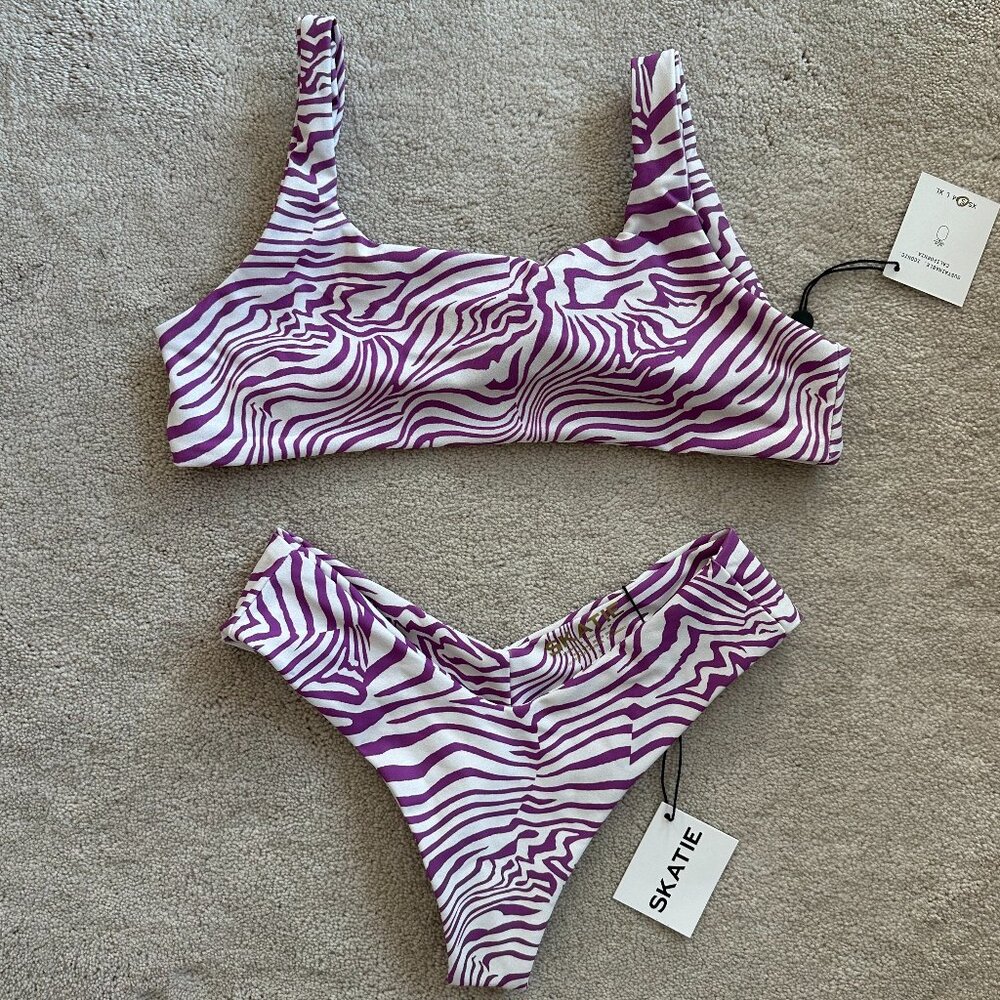 Skatie Purple Zebra Print Bikini